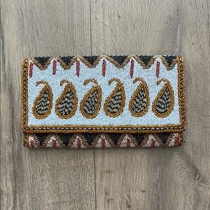 Embroidered Paisley Clutch
